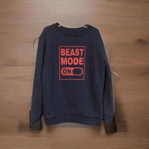 Boys Blue Sweatshirt Beast Mode On Graphic Size S 6/7 Cat & Jack Long Sleeve